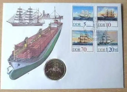 DDR Numisbrief 5 Mark Überseehafen Rostock 1988