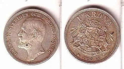 1 Krone Silber Münze Schweden 1898