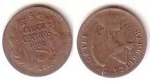 5 Centavos Silber Münze Chile 1908