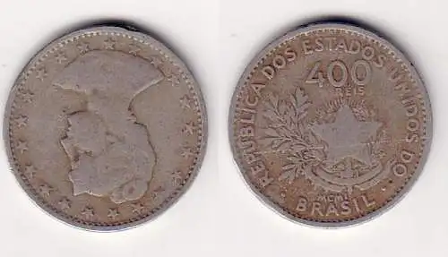 400 Reis Kupfer/ Nickel Münze Brasilien 1901