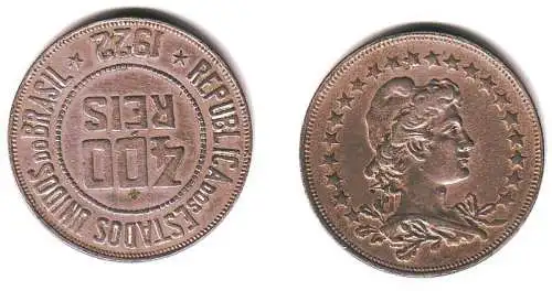 400 Reis Nickel Münze Brasilien 1922