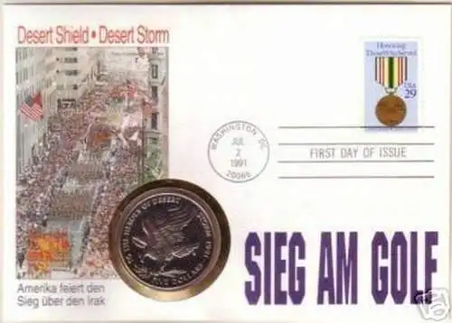 schöner Numisbrief USA Sieg im ersten Golf Krieg 1991