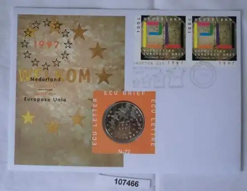 schöner Numisbrief ECU Niederlande 1997 Europäische Union in TOP Nr.22