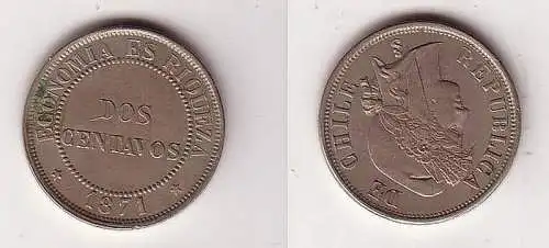 2 Centavos Nickel Münze Chile 1871