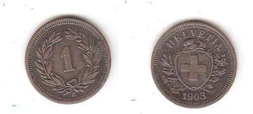 1 Rappen Kupfer Münze Schweiz 1903 B (114366)