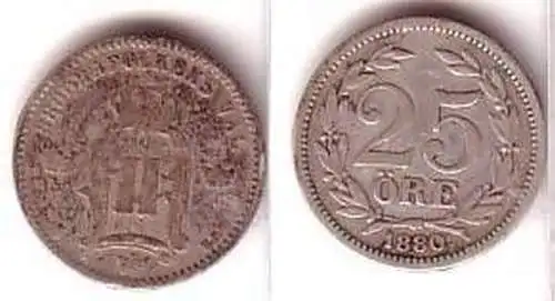 25 Öre Silber Münze Schweden 1880