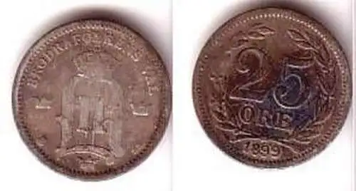 25 Öre Silber Münze Schweden 1899