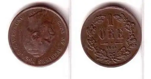 1 Öre Kupfer Münze Schweden 1864