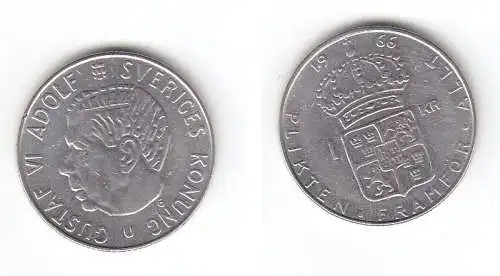 1 Krone Silber Münze Schweden 1966 (113092)