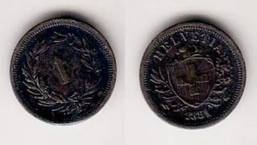 1 Rappen Kupfer Münze Schweiz 1851