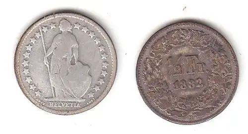 1/2 Franken Silber Münze Schweiz 1882 B (114566)