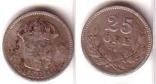 25 Öre Silber Münze Schweden 1917