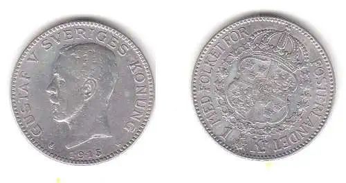 1 Krone Silber Münze Schweden 1915 (109580)