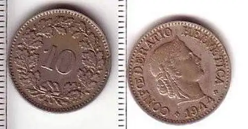 10 Rappen Nickel Münze Schweiz 1944