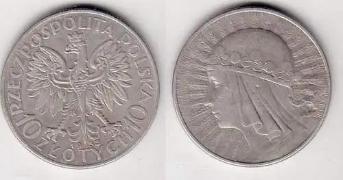 10 Zloty Silber Münze Polen 1933