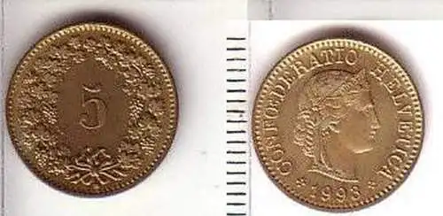 5 Rappen Messing Münze Schweiz 1993