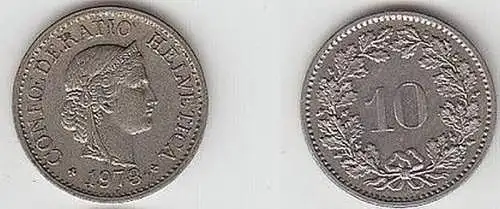 10 Rappen Nickel Münze Schweiz 1973