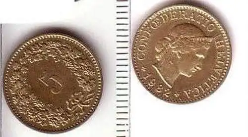 5 Rappen Messing Münze Schweiz 1982