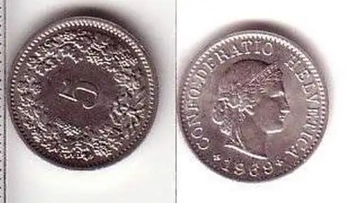 5 Rappen Nickel Münze Schweiz 1969