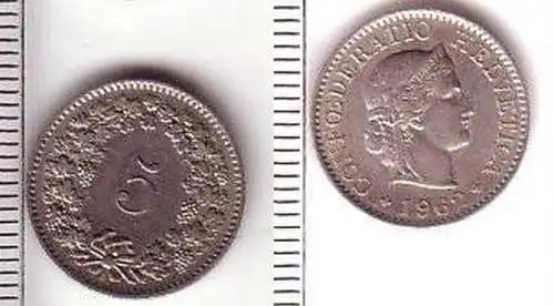 5 Rappen Nickel Münze Schweiz 1962