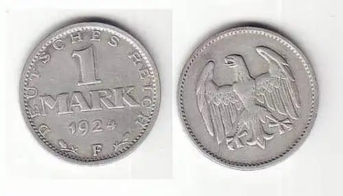 1 Mark Silber Münze Weimarer Republik 1924 A