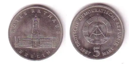 DDR Gedenk Münze 5 Mark Berlin Rotes Rathaus 1987 (110620)