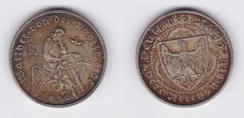 Silber Münze 3 Mark Walther von der Vogelweide 1930 E vz J.344 (156226)