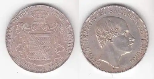 1 Doppeltaler Silber Münze Sachsen Altenburg Herzog Georg 1852 (111733)