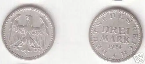 Silber Münze 3 Mark Weimarer Republik 1924 A