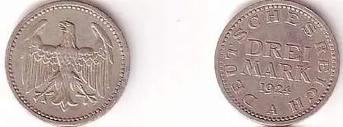 Silber Münze 3 Mark Weimarer Republik 1924 A