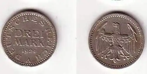 Silber Münze 3 Mark Weimarer Republik 1924 A