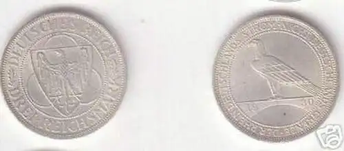 Silber Münze 3 Mark Rheinlandräumung 1930 A