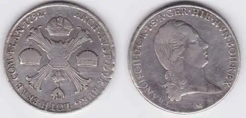 1 Taler Silber Münze Österreich Habsburg Franz II. 1792 M (155835)