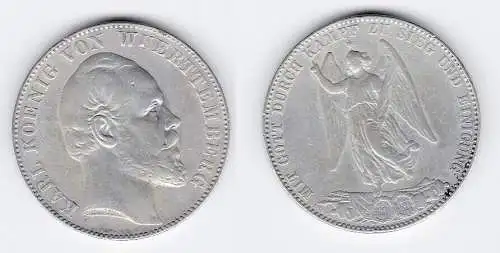 1 Siegestaler Silber Münze Württemberg 1871 (111935)