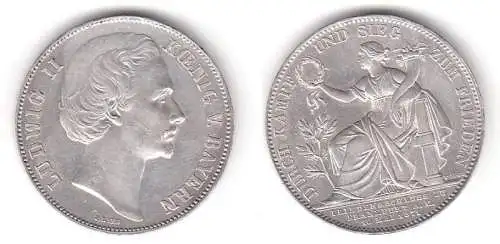 1 Siegestaler Silber Münze Bayern Ludwig II 1871