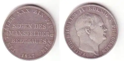 1 Taler Silber Münze Preussen 1857 A Segen des Mansfelder Bergbaues