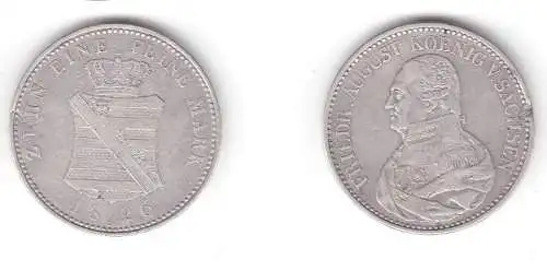 1 Taler Silber Münze Sachsen Friedrich August 1826 S