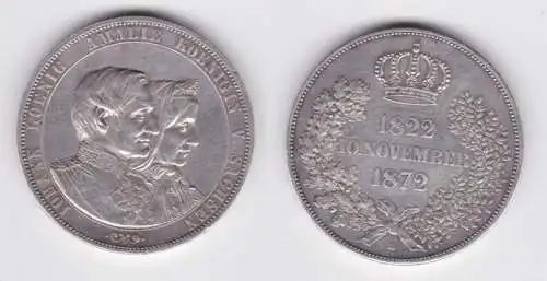 Doppeltaler Silber Münze Sachsen Goldene Hochzeit 1872 (141762)