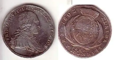 1/3 Taler Silber Münze Sachsen 1802 IEC