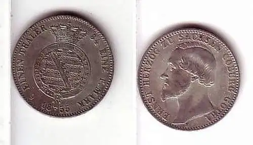 1/6 Taler Silber Münze Sachsen Coburg Gotha 1855