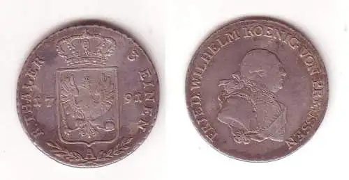 1/3 Reichstaler Silber Münze Preussen Friedrich Wilhelm 1791 A