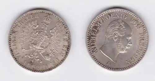 1/6 Taler Silber Münze Preussen Wilhelm I. 1862 A vz/ Stgl. (150935)