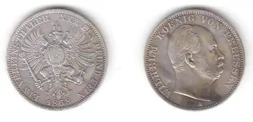 1 Vereinstaler Silber Münze Preussen 1868 A Wilhelm