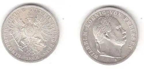 1 Vereinstaler Siegestaler Silber Münze Preussen 1866 A Wilhelm