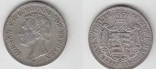 1/6 Taler Silber Münze Sachsen 1855 F