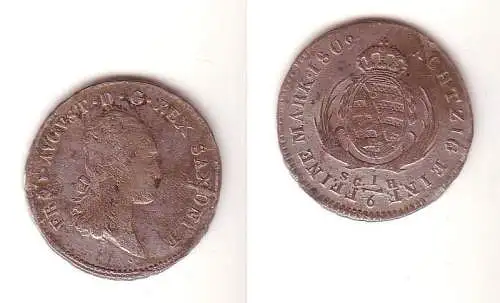 1/6 Taler Silber Münze Sachsen 1809 S.G.H.