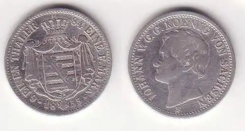 1/6 Taler Silber Münze Sachsen 1855 F