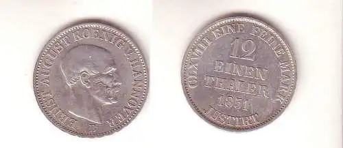 1/12 Taler Silber Münze Hannover 1851 B