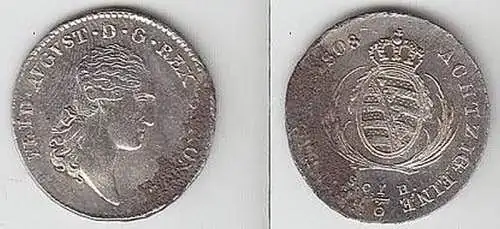 1/6 Taler Silber Münze Sachsen 1808