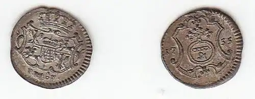 1 Pfennig Billon Münze Sachsen 1755 FWoF ss+